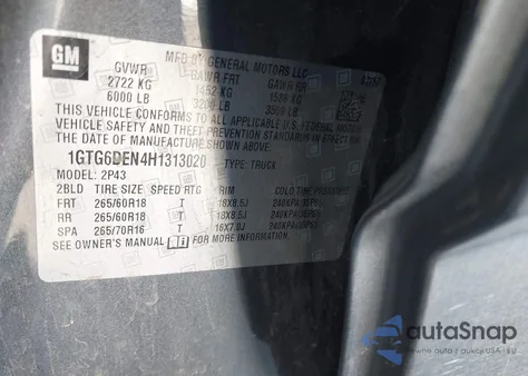 2017 GMC Canyon Slt from USA, damaged, VIN 1GTG6DEN4H1313020